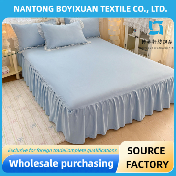 Milk Blue Lace Pure Color bed sheet