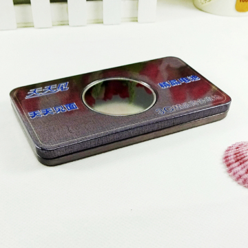 custom clear window mobile battery metal tin box