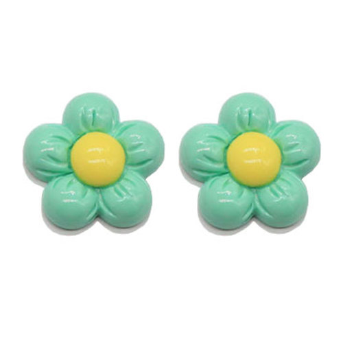 20mm Colorful Resin Flower Bead Flatback Accessory for Students Children Cute Earrings Finger Ring Making