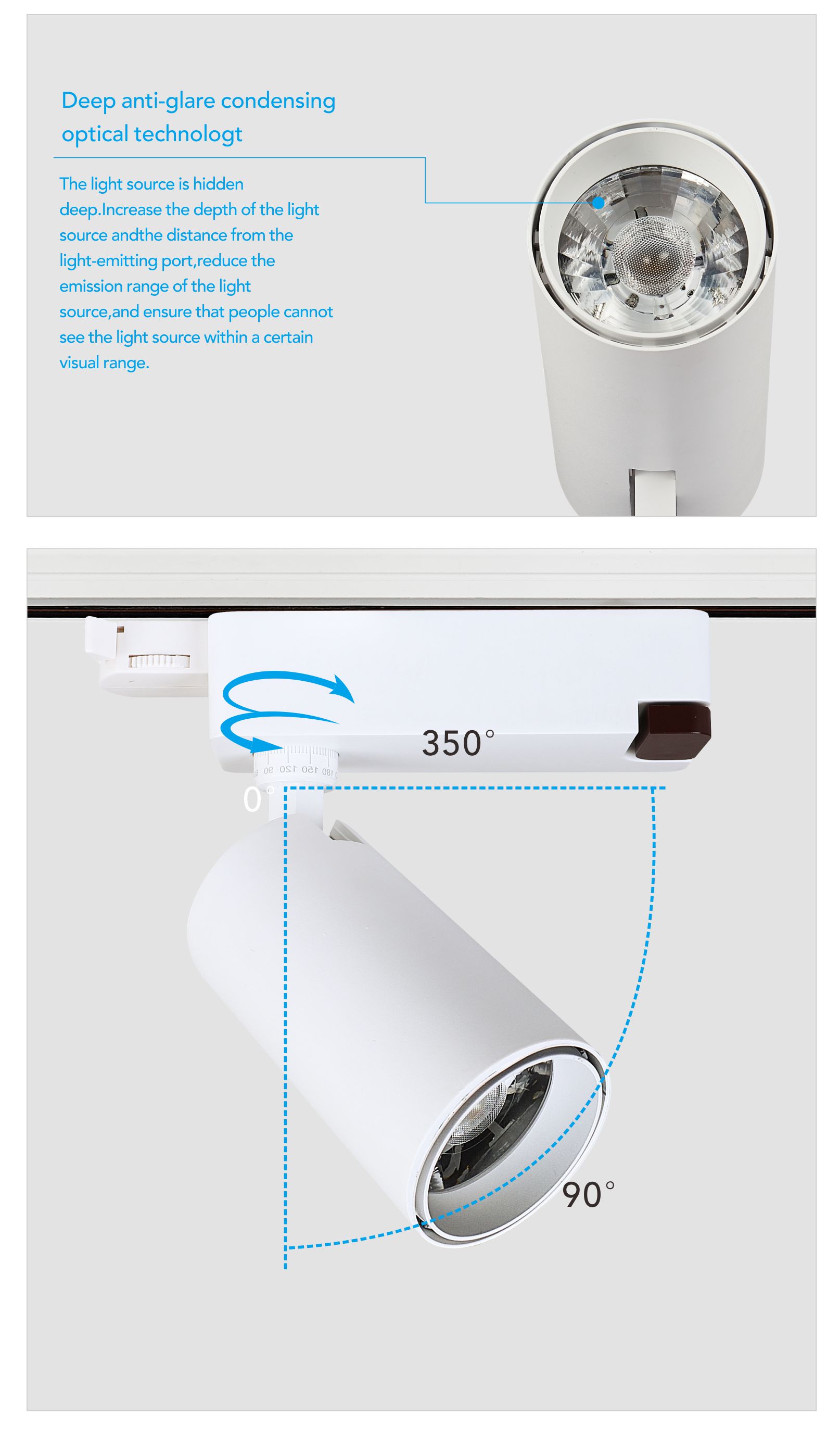 40W Modern Commercial Focus 2 Wires 3 Wires  Adjustable Non-isolated Constant Current COB LED Track light
