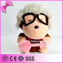 Cheap honest guitar baby monkey plush toy with glasses