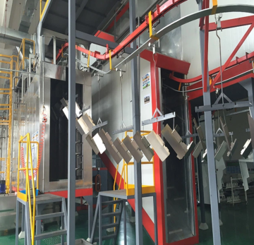 Efficient automated surface treatment production line