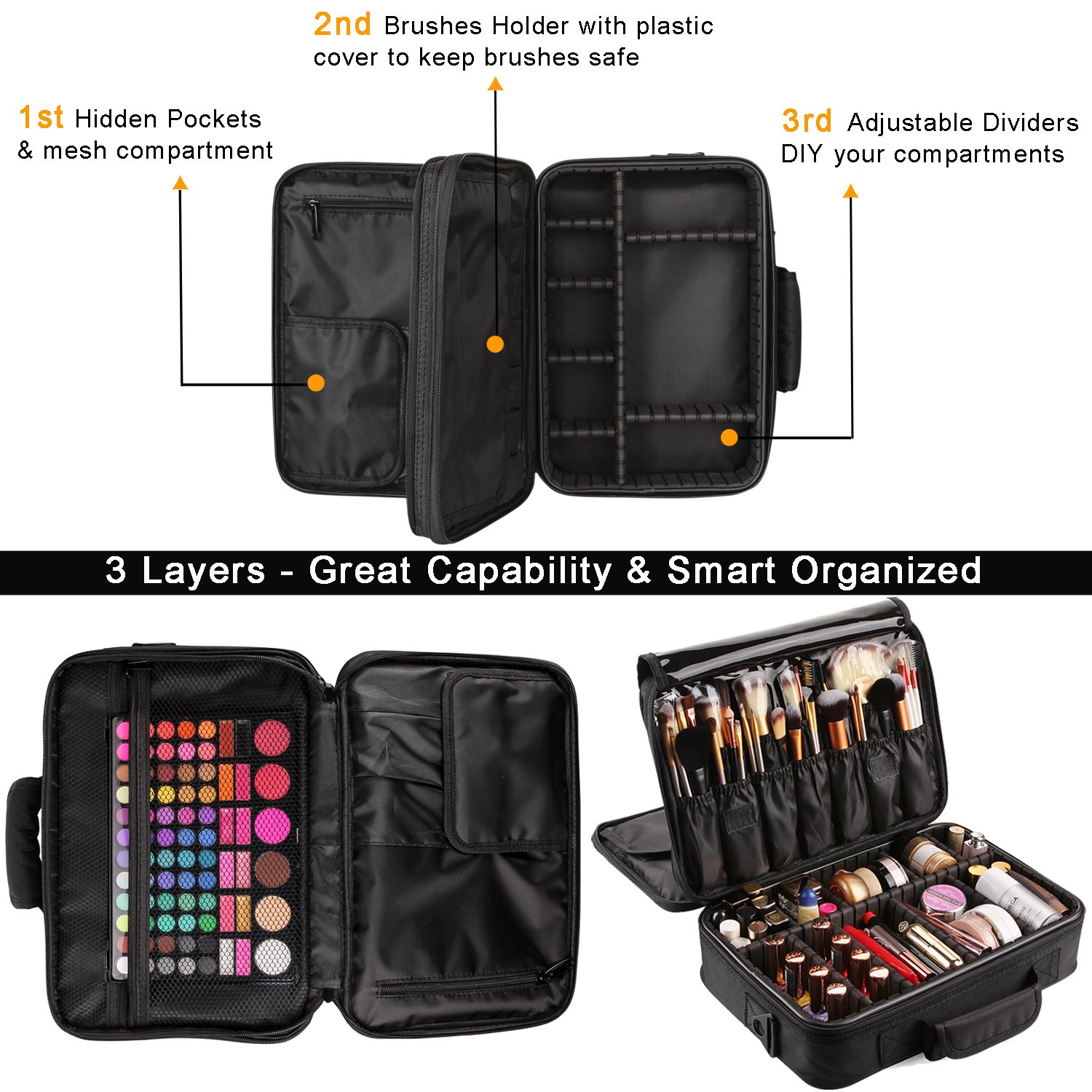 High Quality Cosmetic Brush Custom Makeup Bag Design Own Logo Cosmetic Tool Bag Case