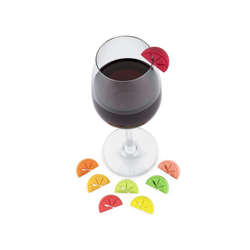 Marqueurs de verre à vin de boissons de silicone de fruits mignons