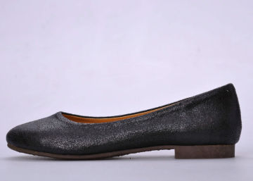 Ladies / Womens Ballerina Flats , Black Short Heel Textile Lining