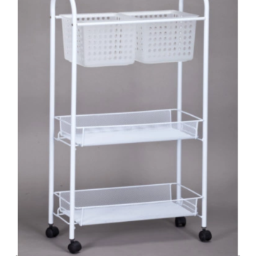 White bathroom storage trolley