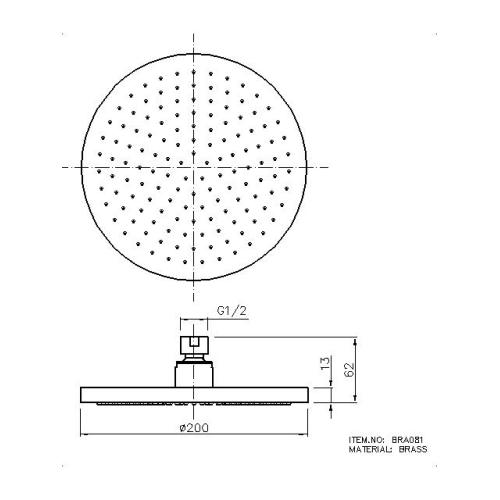 Brass Round Bathroom Rainfall Shower Head