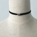 Fine Velvet Ribbon Choker Silber Liebe Anhänger Halskette