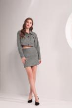 Women's Black and White Houndstooth Blazer Pencil Skirt