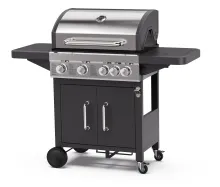 4-Burners Propane Gas BBQ Grill with Side Burner & Enameled Cast Iron Grates