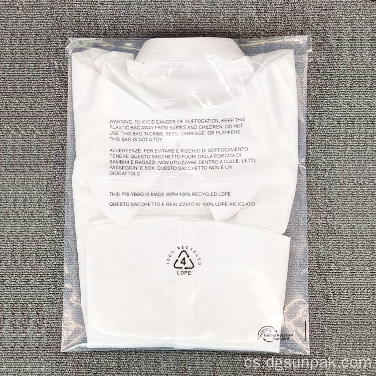 100% recyklovaný obal oděvu GRS varovný vak na udušení