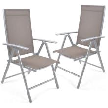 2-Pack Patio Folding Chairs: Outdoor Sling Chairs with 7-Level Adjustable Backrest and Aluminum Frame for Dining