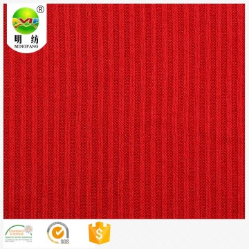 Polyester viscose elastane striped organic rib knit fabric