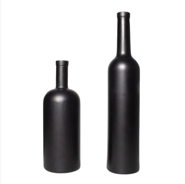 Custom Matte Black Bordeaux Shape Glass Wine Bottle