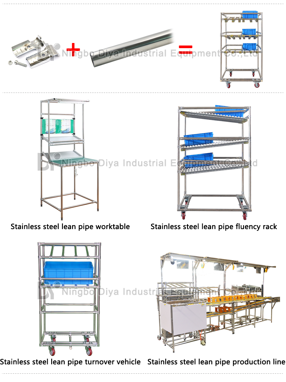 Diya HJ-14 stainless steel lean pipe system pipe rack joint double pipe joint