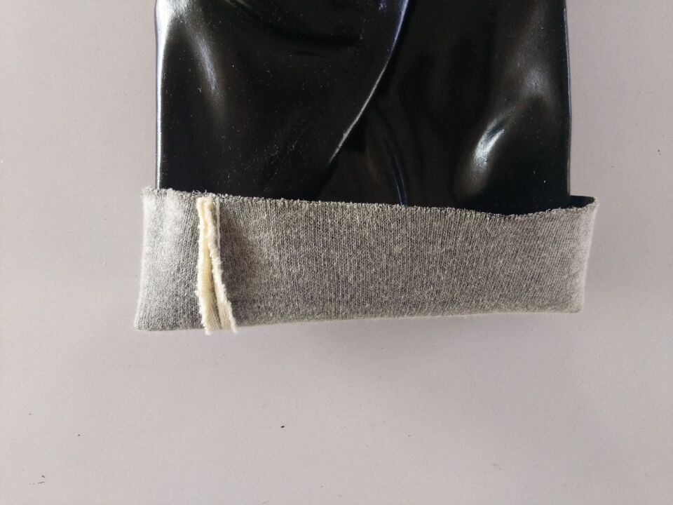 Guantes de PVC negros, revestimiento interlock de acabado liso de 10 &quot;