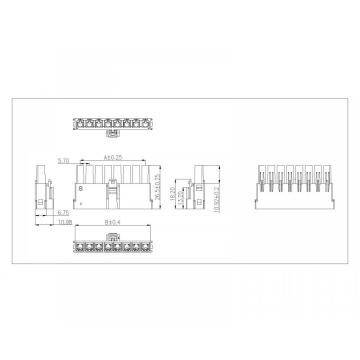 Serie de conector de carcasa masculina de 5.70 mm Pitch Single fila de una sola fila