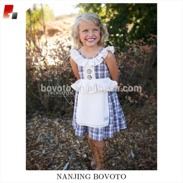 Wholesale checkered dresses children check apron dress