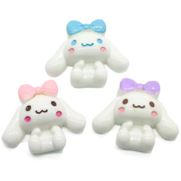 Groothandel kawaii witte lange oren hond hars decoratie dier kunstmatige ambacht voor mode hanger ketting sieraden maken