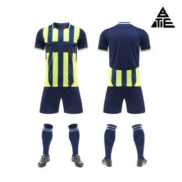 Camiseta de fútbol verde fluorescente de manga corta para adulto