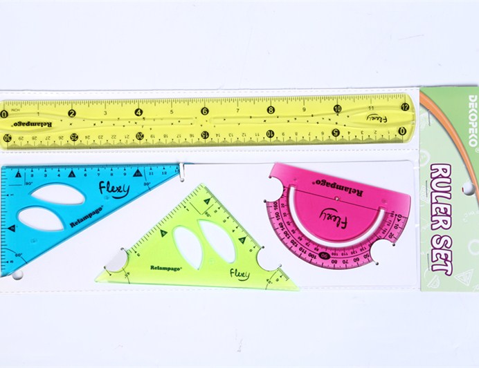 Student drawing test plastic rulers