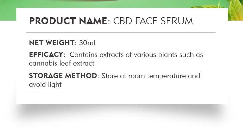 Cbd Face Essence Private Label Organic Skin Care Moisturizing Cbd Hemp Hyaluronic Face Serum