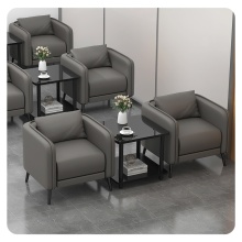 Black Leather Sofa and Coffee Table Set