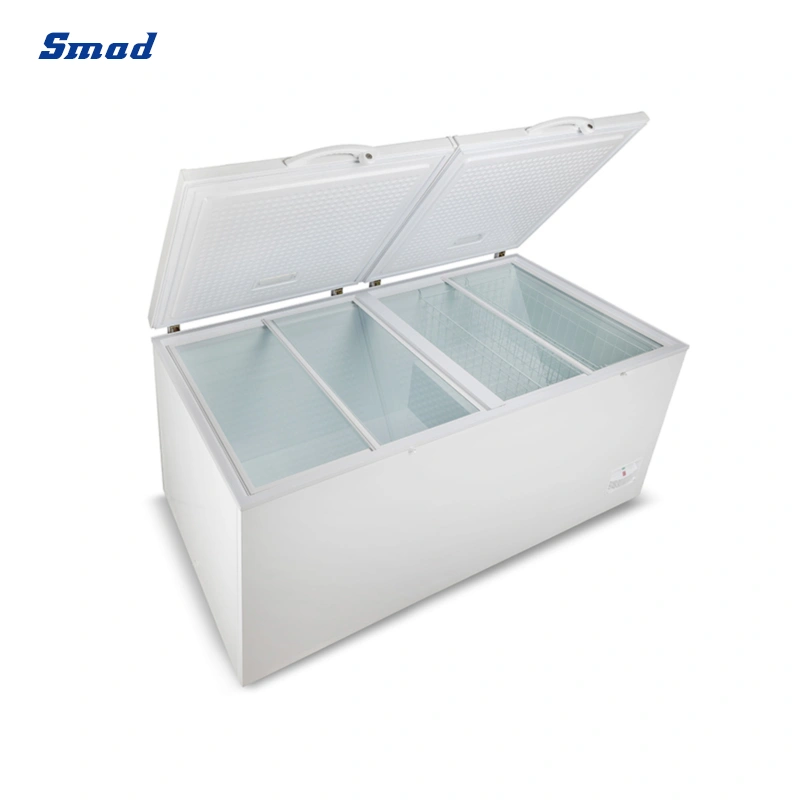 Smad 110V 1088L 1388L 1588L Big Capacity Two Solid Door Deep Chest Freezer