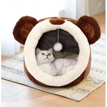 Gua tempat tidur kucing dengan bantal bantal yang dapat dicuci dilepas