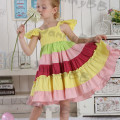 Hot sale cotton linen fabric rainbow toddler dress