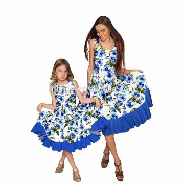 Mother And Child Dress Flare Pleated Skirt Ruffled Hem Midi Dress New Matching Mother Daughter Outfits