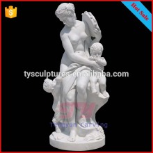 White marble decorative stone mother and children statues mother baby sculpture