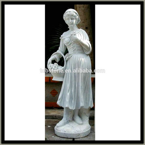 young girl statue with flower basket