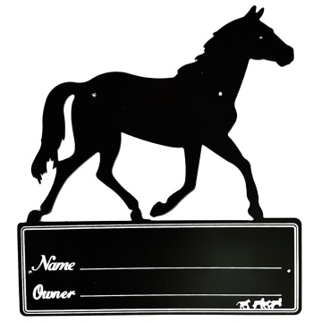 Black Horse Stall Name Plate" could be succinctly titled as:

"Black Horse Stall Sign" 

However, if you want to keep it exactly the same in terms of keywords but make it more SEO-friendly, you might consider:

"Black Horse Stall Name Plate Sign