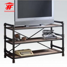 Simple Black Small TV Table with 3 Shelves