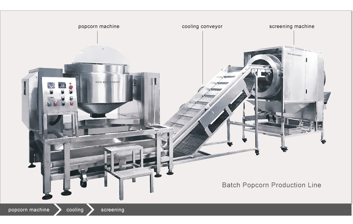 Exquisite Structure Manufacturing Semi Automatic Popcorn Production Line