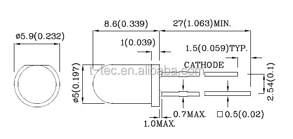 Manufacturer-Offered T1 3/4 Infrared Diode Sensor Special Wavelength LED 5mm Hole with 1020nm 1050nm 1200nm 1300nm InGaAsP
