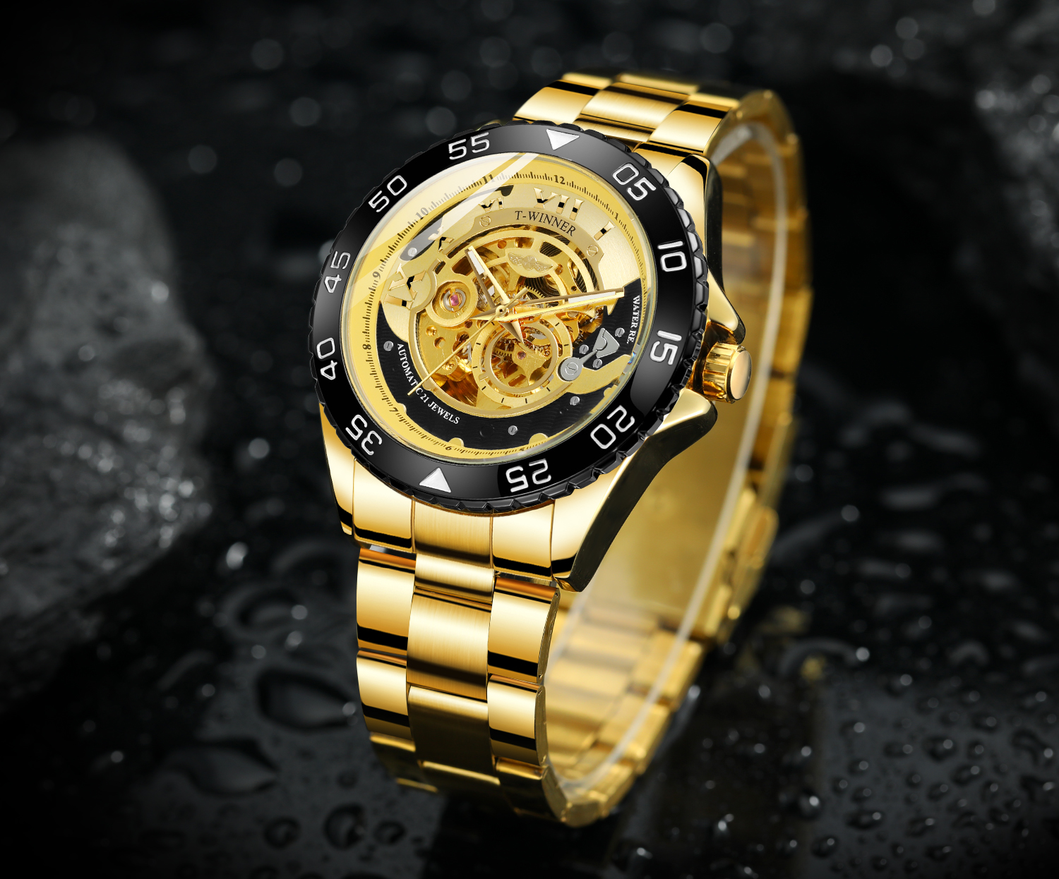 Winner 8193 Stainless Steel Mens Automatic Watches Skeleton Water Proof Winner Watch Mechanical