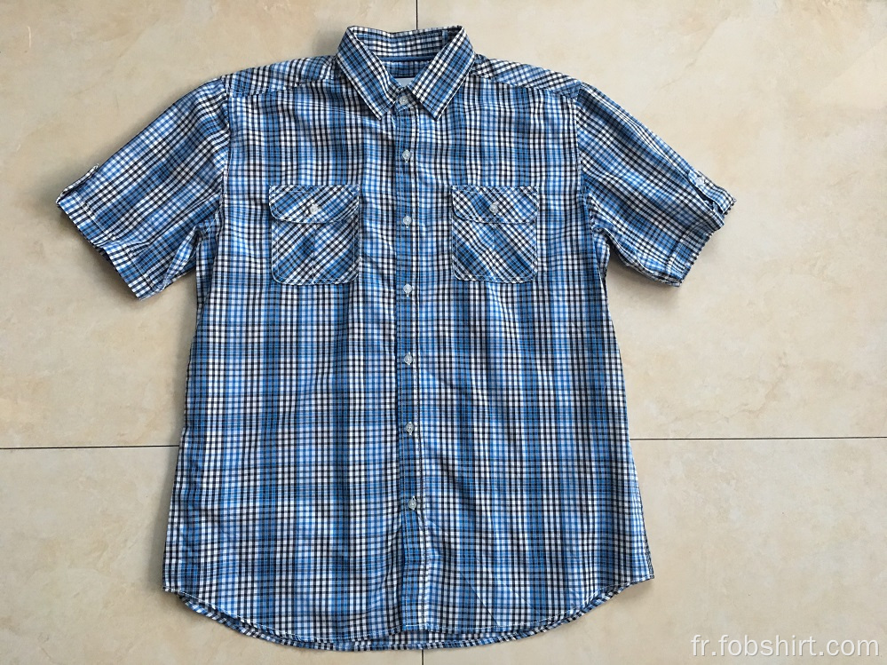 Chemise à deux poches poitrine Bule Color Plaid