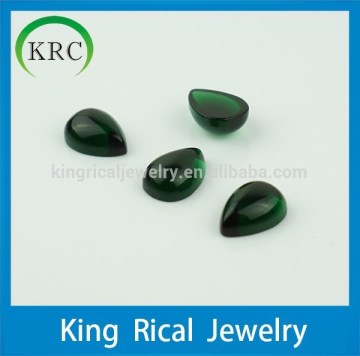 Pear shape flat bottom cabochon green glass gems