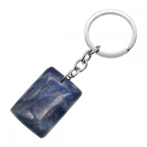 Natural oblong Rectangle Gemstone Beads Pendant Keychain