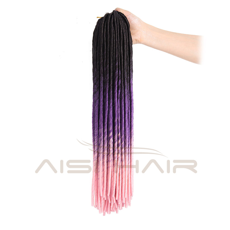 Synthetic Ombre Three Tone Color Dreadlocks Braid Hair Long Hair Extensions Braiding Heat Resistant Fiber