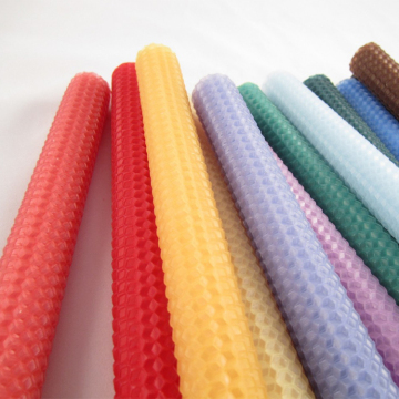 Hand made rolled natural beeswax taper candle