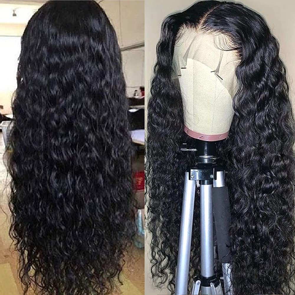 SPARK Water Wave 4x4 Lace Front Wigs Human Hair Pre Plucked 150% Density Brazilian Wet and Wavy Virgin Human Hair Wigs