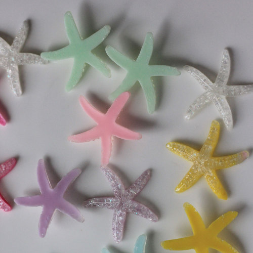 Resina Artificial brillante con forma de estrella de mar, hermosa cuenta, cabujones Kawaii de pez estrella de mar para manualidades, accesorios de bricolaje