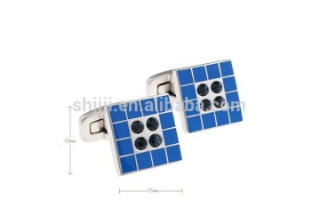 Swank Blue Enamel Black Gemstones Stainless Steel Cufflinks