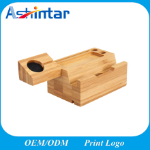 3USB Port Universal Bamboo Wooden Desktop Charger Phone Dock Holder