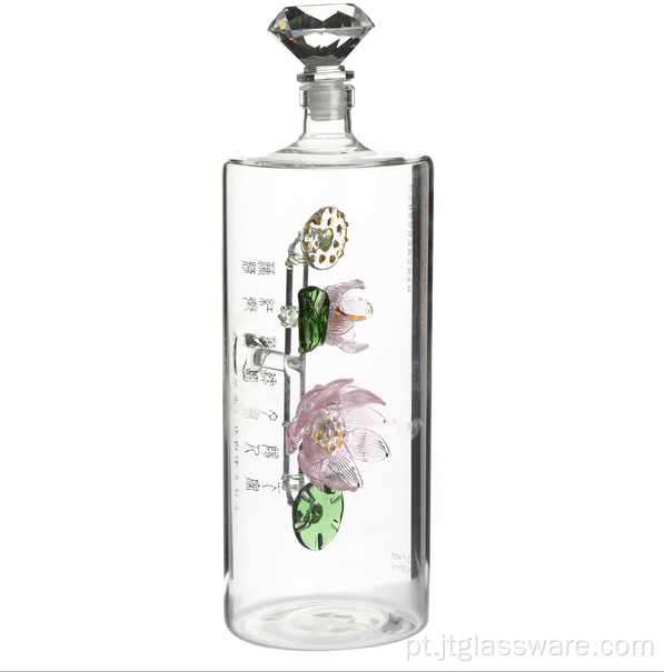 Garrafa de vidro de vinho com formato exclusivo Garrafa de licor de 1 litro