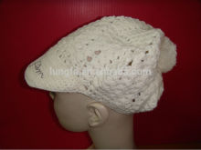 Excellent quality professional 100% acrylic knitted beanie pompom hat
