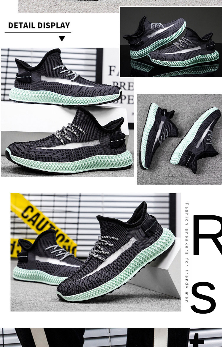 Men's shoes summer new style 2021 Korean fashion breathable starry casual shoes mesh flying woven sports shoes